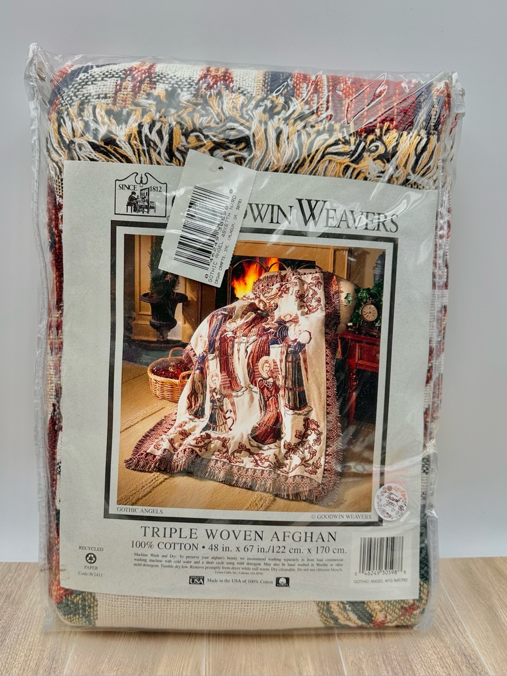 Goodwin Weavers Gothic Angels Christmas Tapestry Blanket 100% Cotton 48” x 67”